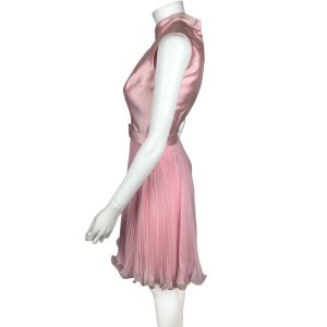 Vintage 1960s Pink Dress and Jacket Pleated Chiffon Skirt Size S - Fashionconstellate.com