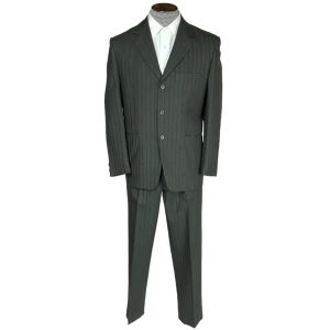 Vintage 60s Mens Striped Suit Custom Tailored Brown Wool Sz M