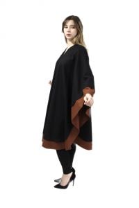 Vintage Casa Sesena Cape Wool Black/Sienna Long  Womens One Size - Fashionconstellate.com