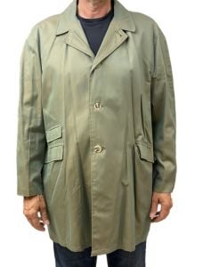 Vtg 1960s Green Sharkskin Rain Coat Overcoat 60s Trench Men's 46 Iridescent - Fashionconstellate.com