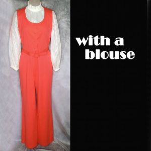 1970s Disco Jumpsuit Orange Knit, Glam Rock Wide Legs And Original Belt - Fashionconstellate.com