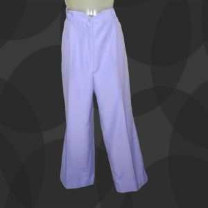1970s Plus Size Lavender Pants, Vintage Wide Leg Trousers