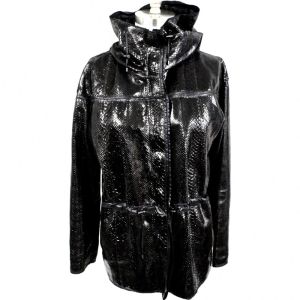  Lanvin Snakeskin Exotic Leather Hooded Parka Coat Womens S - Fashionconstellate.com