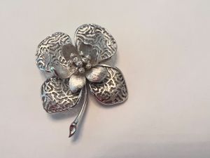 Coro large silver flower brooch