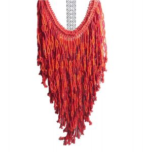Hand Beaded Bib Necklace in Shades of Red - Fashionconstellate.com