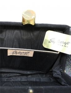 Vintage Stylecraft Miami Black Lurex Metallic Petite Box Purse 40s Original tag - Fashionconstellate.com