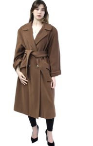 VTG Benetton Wool Blend Slouchy Overcoat Tobacco  Brown Size 40 Italy Iridescent Lining