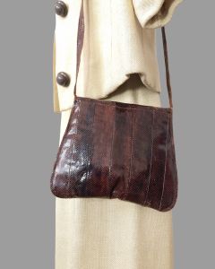 1940s Brown Eel Skin Shoulder Strap Hand Bag Made in Philippines - Fashionconstellate.com