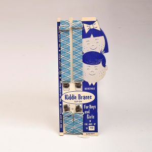 1950s Childrens Suspenders Braces Vintage 50s Kids Kiddie Braces Clip On Unisex Baby Blue White 