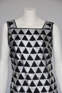 1960s black velvet silver sequins mod party dress S - Fashionconstellate.com