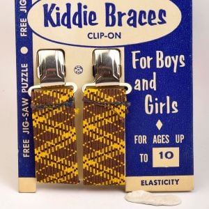 1950s Childrens Suspenders Braces Vintage 50s Kids Kiddie Braces Clip On Unisex Yellow Gold Brown  - Fashionconstellate.com