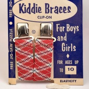 1950s Childrens Suspenders Braces Kids Kiddie Braces Clip On Unisex Red Plaid Burgundy 50s Vintage - Fashionconstellate.com