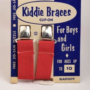 NOS Deadstock Childrens Vintage 50s Kiddie Braces Clip On Suspenders Unisex Red Burgundy - Fashionconstellate.com