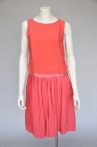 1960s silk salmon pleated dress ensemble S/M - Fashionconstellate.com