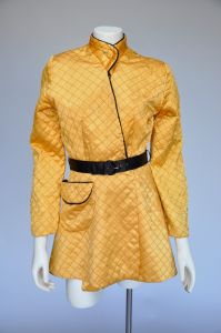 1940s gold satin belted loungewear jacket XS/S