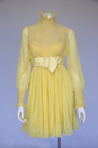 1960s pleated silk chiffon Travilla dress XS