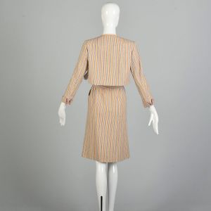  Large 1970s Pauline Trigere Bolero Suit Rainbow Stripe Jacket Skirt Set  - Fashionconstellate.com