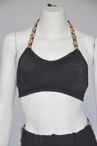 1930s black terry bikini swimsuit with deco details XS-M - Fashionconstellate.com