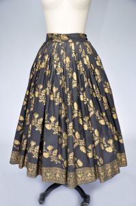1950s black and gold floral circle skirt XS/S