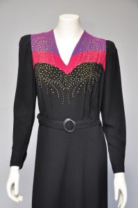 1940s colorblock studded dress M/L - Fashionconstellate.com