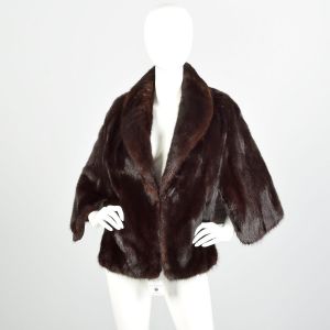 OSFM 1980s Natural Dark Ranch Mink Wrap Real Fur Cape Luxurious Glossy Supple Stole