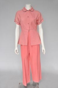 1940s coral loungewear pant set XS-M