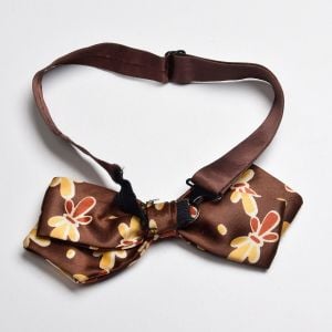 1940s Brown Floral Bow Tie  - Fashionconstellate.com