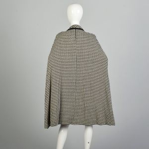  XXS 1960s Neusteters Houndstooth Outerwear Pockets Shawl Collar Woven Cape  - Fashionconstellate.com