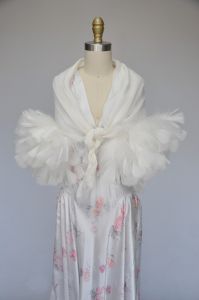 vintage white feathered chiffon wrap