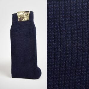 Size 10 - 13 1950s Deadstock Navy Blue Stretch Socks Trouser Calf Ribbed