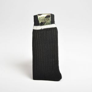 Size 10 - 13 1950s Deadstock Black Socks White Stripe Stretch Socks 