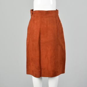 Small 1970s Via Veneto Skirt Leather Suede  - Fashionconstellate.com