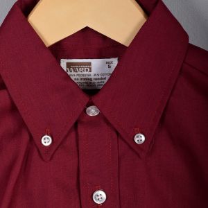 1960s Deadstock Boys Maroon Button Up Shirt Collared Long Sleeve Shirt Childrens 60s Vintage - Fashionconstellate.com