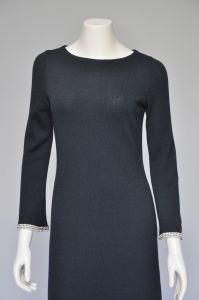 1970s black knit dress with rhinestones S/M - Fashionconstellate.com