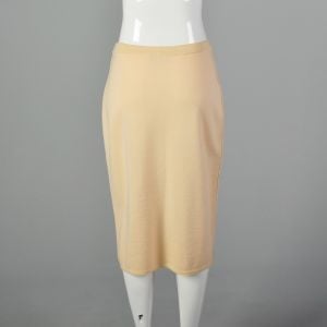 Large 1990s Ferragamo Skirt Cream Knit - Fashionconstellate.com