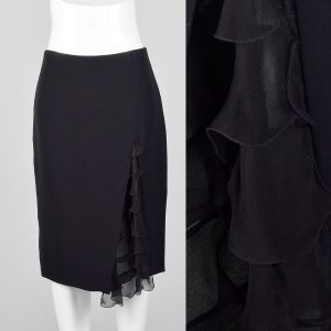 Small Emanuel Ungaro Skirt Black Silk Pencil Skirt