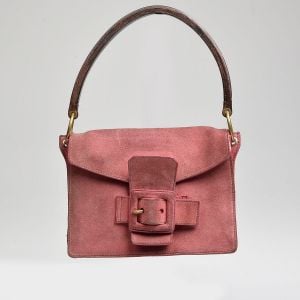 2000s Pink Suede Miu Miu Shoulder Bag Distressed Boho Look Leather Purse