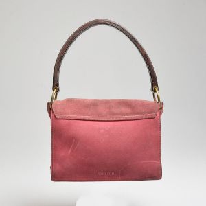 2000s Pink Suede Miu Miu Shoulder Bag Distressed Boho Look Leather Purse - Fashionconstellate.com