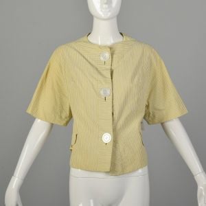 Medium 1960s Seersucker Summer Jacket Casual Costume AS IS
