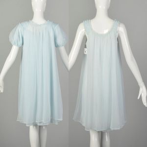 Small 1960s Nightgown Chiffon Robe Peignoir Babydoll Boudoir Vintage Lingerie  - Fashionconstellate.com