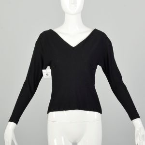 Small 1950s Shirt Black Long Sleeve Rockabilly Costume