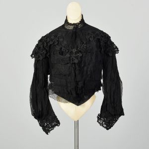 Medium 1840's Mesh and Lace Bodice Black Net
