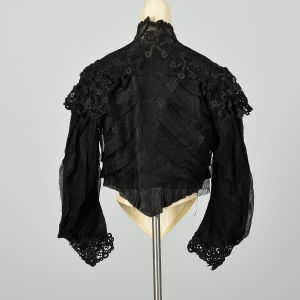 Medium 1840's Mesh and Lace Bodice Black Net - Fashionconstellate.com