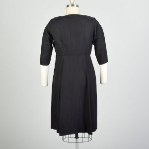 XL 1960s Black Chiffon Dress Elbow Sleeve Damaged LBD Theater Costume Halloween AS IS - Fashionconstellate.com