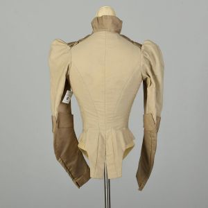 XXS 1800s Victorian Bodice Cotton Jacket Two Tone Long Sleeve - Fashionconstellate.com