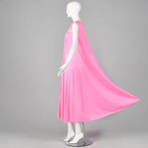 Large 1960s Claire Sandra By Lucie Ann Pink Flowy Nightie Sheer Stripe Rhinestones  - Fashionconstellate.com