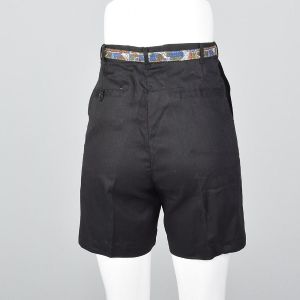 XS 1950s Bermuda Shorts Black High Waisted Sanforized Cotton Deadstock  - Fashionconstellate.com