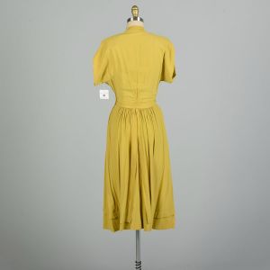 Small 1940s AS IS Chartreuse Green Rayon Short Sleeve Dress - Fashionconstellate.com