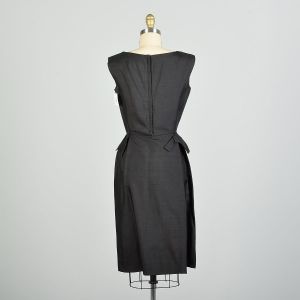 XS 1950s Sleeveless Silk Wrap Skirt LBD Little Black Cocktail Dress - Fashionconstellate.com