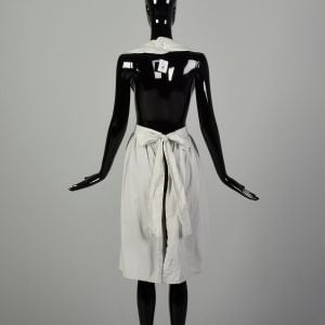 OSFM 1940s Apron Grey Tie Waist Large Pocket Applique - Fashionconstellate.com
